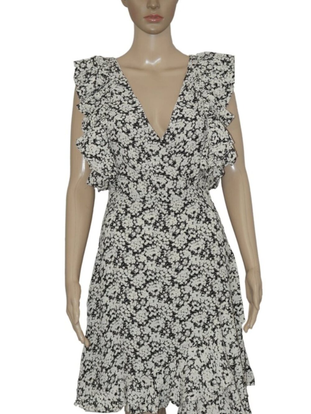 Loveshackfancy Printed Floral Ruffle Sleeveless Tie Back Mini Dress XS